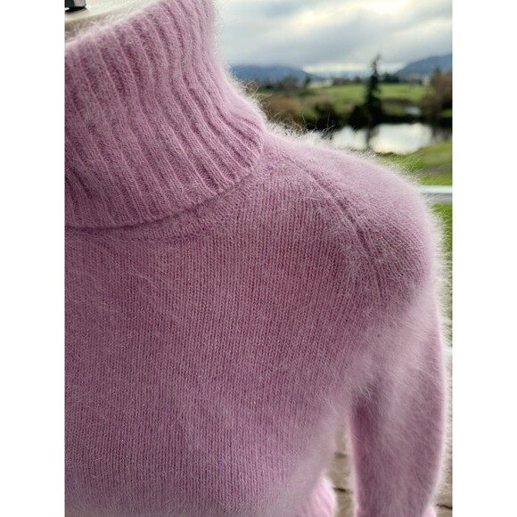 GUESS Collection VTG Fluffy Pink Angora Turtleneck Sweater Barbiecore - Picture 2 of 7